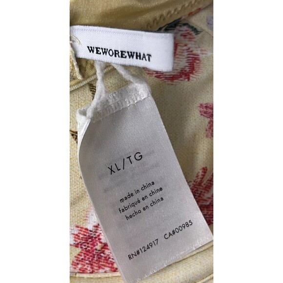 WeWoreWhat Bikini Top XL Underwire Foam Wide Pleat Straps Yellow Floral Romantic - Picture 8 of 8